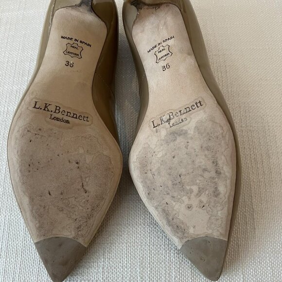 L K Bennett Nude Patent Kitten Heel Court Shoes - Picture 6 of 12